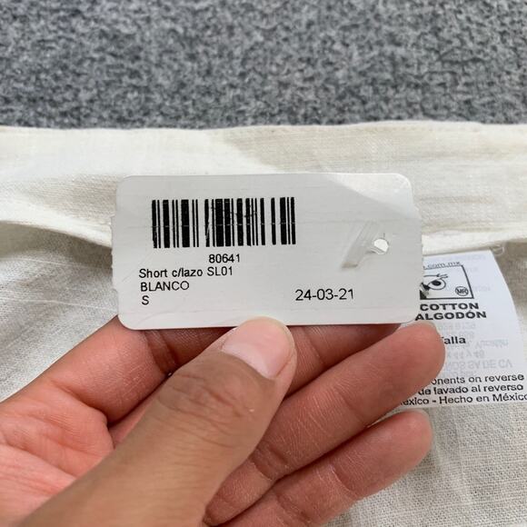 Mr. Buho Shorts Womens S Small White Cotton Tie Front Wrap Side Zip Wide Guazy - Picture 6 of 10